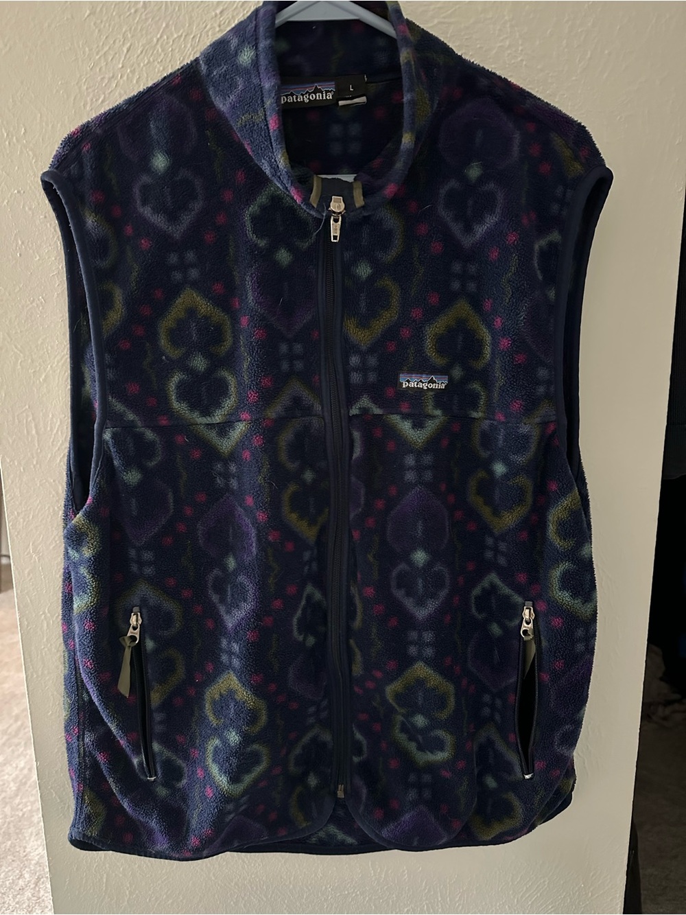 Patagonia Vtg Blue ink tapestry full zip vest